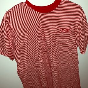 Red and white stripe Guess T-shirt